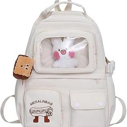 Kawaii Transparent Window Backpack with Plush Toy – Aesthetic School Bag for Girls & Teens – Cute Ita Backpack with Front Display Pocket & Multiple Compartments-image-68