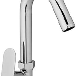 JAGGER DROOP Swan Neck Pillar Cock Tarim Brass Chrome Plated/Wash Basin Tap / 360 Degree Moving Spout Tap/Bathroom Tap/Quarter Turn Tap/Water Foam Flow Tap with FREE Flange and Teflon tape-image-35