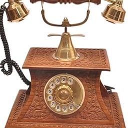 Decorative Telephone | Non-Working | Wooden Base | Home Decorative Item | Table Decor Showpiece | Antique Telephone | Carving Works Vintage Collection | Telephone for Home Décor (Non-Working)-11