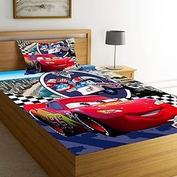 Glorious Single Bedsheets for Bed, Printed Bedsheet for Kids Room,Cartoon Bedsheet for Girls Boys Room,Bedsheet with 1 Pillow Covers, (60 x 90) .(1 + 1 Single Bed) (Red)-image-30