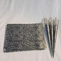 Pre-Cut Embossed Sheets for Henna Cones & Crafting - Versatile & Easy to Use (BLACK, regular)-picture-31