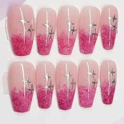 DECSTY Pink Ombre Press On Nails | Glossy False Nail for Women & Girls | Artistic Reusable Nail Extensions for Easy DIY Manicure-image-81