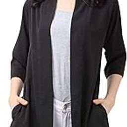 Women's Solid Crepe Asymmetric Shrug with 3/4th Sleeves-image-16