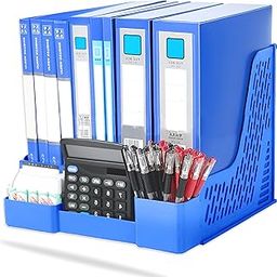 DaKos Multipurpose Desk Organizer – 4-Section File Rack, Paper Holder, Pen Stand & Magazine Holder for Office (Blue)-image-11
