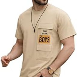 Men's Oversized Drop-Shoulder T-Shirt | Round Neck |Poly Cotton Casual Tee with Pocket Design Summer t Shirt for Men-image-10