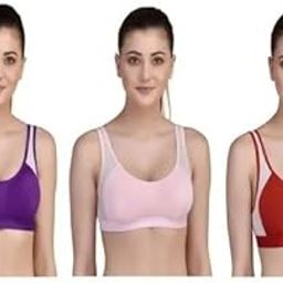 Women's Wear Cotton Lightly Non-Wired Sports Bra's (Size 30 Multicolour-picture-41
