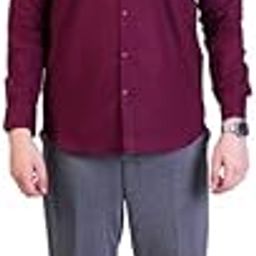 Men's Cotton Linen Shirt Dark Maroon-image-8