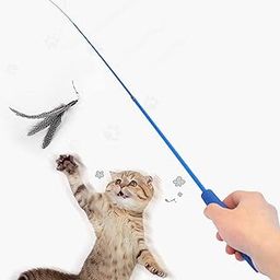 Interactive Feather Toy Set - Activity Toys for Kittens - Wand to Exercise Cats - Stick Toy for Indoor Cats (1 Retractable Stick + 1 Feather)-image-99