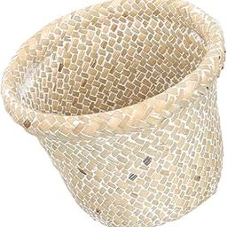 Operitacx Rattan Wastebasket Seagrass Storage Baske Round Waste Bin Trash Can Garbage Bin Waste Paper Container Laundry Hamper for Home Office Kitchen Bathroom-image-43