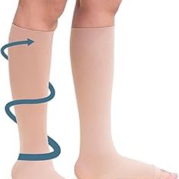 Sorgen Class I Medical Compression Stockings for Varicose Veins | Class 1 Knee Length stockings | Below Knee Class I Compression Socks | 18-21 mm Hg pressure stockings (Large)-image-64
