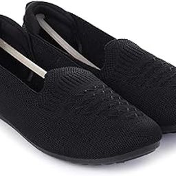 ESPANA Women's Flexible Black Belly Shoes | Ultra Soft Memory Foam Insole Flat with Mesh | Casual & Comfortable Slip on Style Sneaker | Athletics Walking, Running Shoes for Ladies & Girls-picture-12