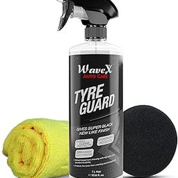 Wavex Tyre Polish for Car and Bike (1L) | With Black Foam Applicator and Microfiber Cloth| Gives Lustrous Dark, Long Lasting Super Black Shine - Non-Greasy, Super Hydrophobic-13