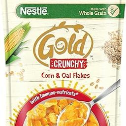 Nestlé Gold Crunchy Corn & Oat Flakes - Breakfast Cereal with Immuno-Nutrients | Made with Whole Grains & The Goodness Of B Vitamins, Calcium & Vitamin D, No Added Colours & Flavours, 850g, Pouch-62