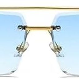 Luxury Rimless Sunglasses,Honey Singh Inspired Gold Metal Frame, Tinted Lenses, Decorative Side Accents (Pack of 1)-picture-24