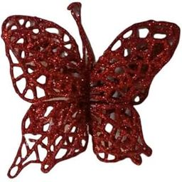 AAASAH® Glitter Red Colour Fancy Butterfly for Art & Craft, Decoration, Project Work, School Work,Creative Work Etc Pack of 2 Pcs Size (Height 7 cm) (Breath 7 cm)-80