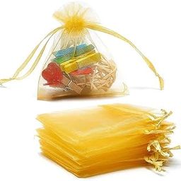 Avanti Creations GOLDEN Clear Plain Potli Bags for Return Gift Organza, Jewelry Pouches,Wedding Party Favor Gift Bags Drawstring Pouches Pack Of 20 Bags (7 x 9 Cms)-image-24