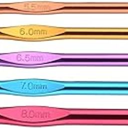 Vardhman Hard-Anodized Aluminum Multicolor Crochet Hooks Needle, Pack of 5 (5.50 to 8.0 mm) for Sewing Craft Yarn Sweater Woolen Cloth-25