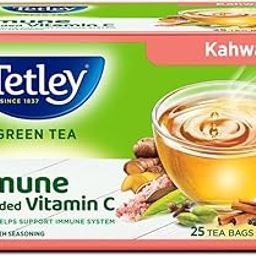 Tetley Green Tea Immune Kahwa with Pink Salt, Ginger, Cardamom (Spiced green tea) with added Vitamin C, 25 Tea Bags-87