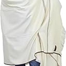 Women Men Shawl Self Design Pashmina White-39