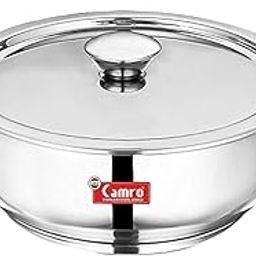 Camro Kadhai Induction Bottom with Lid 5 Liters | Cookware kadhai Steel Stainless | Kadhai for Deep Frying | Kadai for Cooking Stainless Steel | Kadai for Curry Stir-Fry-picture-22