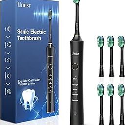 Umisr Electric Toothbrush, Sonic Toothbrush Rechargeable Toothbrushes for Adults, with 6 Replacement Heads,5 Clean Modes, IPX7 Waterproof, 2 Mins Smart Timer-3