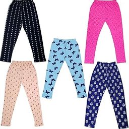 TIK Tok Wears Girls Soft Cotton Printed Leggings Pack of 5-image-3