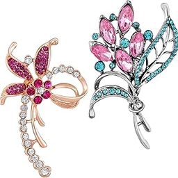Combo of 2 Flower Shaped Crystal Studded Wedding Brooches/Lapel Pin for Women (CO1105747M)-11