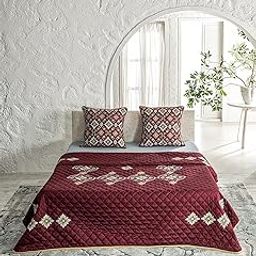 DDecor 100% Cotton 210 TC Embroidery Bed SPREAD-EBC39-PERSIA-WINE-image-11