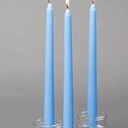 LAKSH Collection 16 Pcs 10 Inch Taper Candles Bulk Tapered Candle Smokeless and Unscented Candle Long Burning Candle Stick Paraffin Wax with Cotton Wicks Dinner Candle for Event (Light Blue)-25