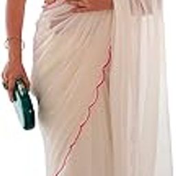 Women's Georgette Solid Saree With Unstitched Blouse(KESARI10201_KR_Parent)-image-2