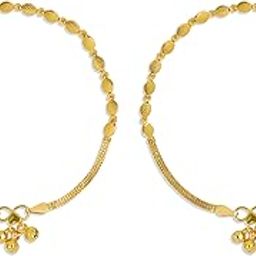 One Gram Gold Plated & Brass Stylish Anklets Kolusu Payal Ghungroo for Women & Girls (10.5 Inch)(ANK-7015)-34
