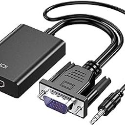 AMAIRIYCA Tobo VGA to HDMI Adapter for Connecting Traditional VGA Interface Laptop, PC to HDMI Monitor or Projector, 1080P VGA Male to HDMI Female Converter with 3.5mm-32