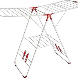 amazon basics - Alloy Steel Foldable Clothes Drying Stand - Red, 107 Centimeters-53
