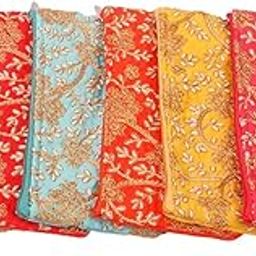 AT Traders Traditional Vintage Embroidered Potli Purse for Women with Zipper | Return Gifts for Baby Shower, Potli Purse for Ladies, Potli Bags for Gifting Multi colour Sizes (L X W) (12.5 X 24.5 Cm)-11