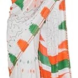 Veglari Women's independence Day republic Day Pure Soft Cotton special Tiranga Print Tiacolour Saree with Blouse Piece-image-87