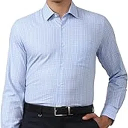 peter england Men's Classic Sophisticated Self-Checkered Formal Slim Fit Full Sleeve Shirt | Wonder Fabric | Cotton-Rich-picture-38