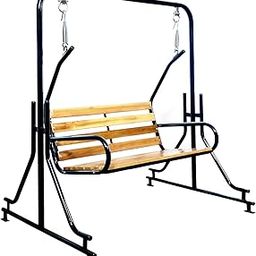 Vachheta Naresh 2-Seater Indoor & Outdoor Swing - Natural Wooden Polished (50kg) | Upper Pipe Swing Jhula for Home and Blacony with Sturdy Stand | Strong 300 Kg Capacity Heavy Metal Swing-image-15