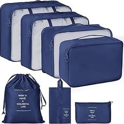 FIMTOWN Travel Organizer - Packing Cubes, Toiletry Bag, Pouch for Clothes, Essentials for Women (Blue)-17