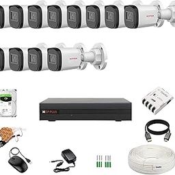 CP Plus 2.4MP 16 CH DVR, 2.4MP 12 Bullet Cameras (Audio Recording) [Night Vision + Built-in MIC Audio + Crystal IR LEDs + Motion Detection] + 4 TB HDD + 8 CH SMPS 2 Nos + CCTV Cable + BNC/DC-20