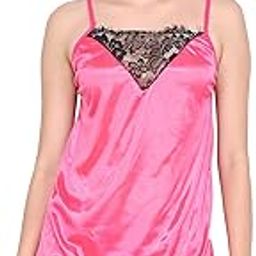 Satin Top & Shorts Nightwear/Loungewear/Nightsuir Set- Multicolor (M Size) Pink - Black-12