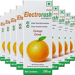 Electrorush Plus Ready to drink | With Vital Electrolytes | Energy Drink | Orange Flavoured | Pack of 30 (200ml each)-15