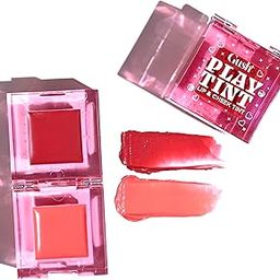 Gush 2 in 1 Play Tint for Lips, Cheeks and Eyes | Easy to Blend | Hydrates like a Balm and Nourishes Skin | Natural Blush with Satin Finish | Contains Hyaluronic Acid and Ceramides to brighten and moisturize (Coral Peach and Deep Maroon - Bubblegum Burst - 5 g)-image-1