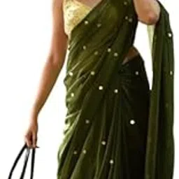 Women's Cotton Gini Handloom Saree With Blouse Piece, Dark Green-image-8