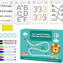 TASMAX Reusable Magic Practice Workbook for Kids magic book for kids 2-5years – Tracing & Drawing Reusable Pen Control Book for Lines, Shapes, Patterns & Numbers Ideal for Early Learning (PACK OF 1)-8