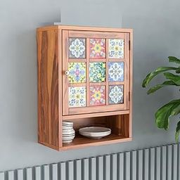 RAMA HANDICRAFT Sheesham Wood Kitchen Cabinet for Home | Wall Mounted Rack with Storage | Wooden Kitchen Unit/Organizer Storage | Home Furniture with Storage (Honey Finish)-16