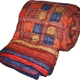 ComfyCozi Craft 240 TC Single Bed Organic Cotton Jaipuri Razai Bed Blanket Ac Quilt for Winter Soft Light Weight Rajasthani Traditional Cotton Rajai (Dabu, Single)-image-73