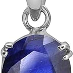 3 to 12.50 ratti Silver Blue Sapphire Pendant neelam Pendant for Unisex-image-16