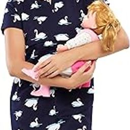 Women's Cotton Night Dress Swan Printed Feeding Short Nighty Night Gown 5636-29