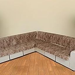 AKB EXPORTS l Shape Sofa Cover 7 Seater | Velvet Quilted Anti-Slip Sofa Cover Protector Covers | Sofa Cover for Living Room | Sofa Slipcovers | 3+2 (L-Shape) Quilted Luxe (Sand Beige)-image-68