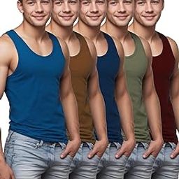 FOUJI Men's Cotton Vest Assorted Colour [ Combo-Pack of 5 ] Sleeveless | Round Neck | Regular Fit-13